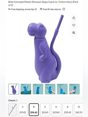 Purple Dinosaur Sippy Cup